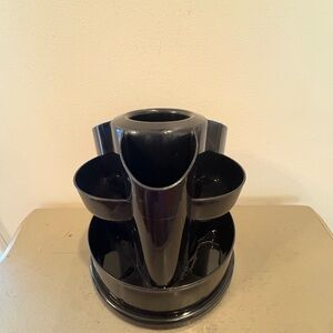 Black Plastic Rotating Desk Organizer